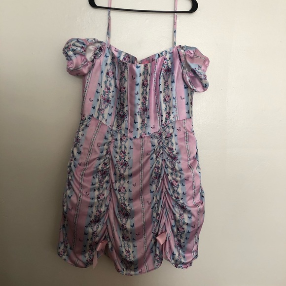NWT Sold Out Sugar Thrillz Butterfly Stripe Dress with Ruched Skirt - Picture 5 of 10